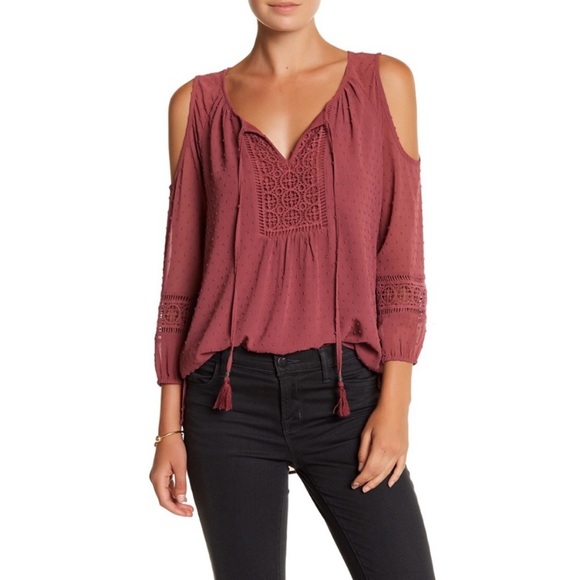 DR2 Tops - 💎Nordstrom DR2 Crochet & Swiss Dot Blouse EUC